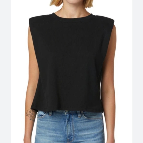 Hudson Jeans Tops - Hudson Padded Shoulder Black Top